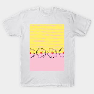 Yellow stripes and flowers T-Shirt